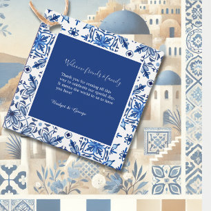 Etiquetas Para Recuerdos Boda griega elegante azul y blanca