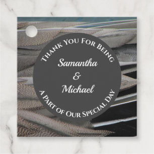 Etiquetas Para Recuerdos Boda Invitado Gracias Gray Feather Apreciación