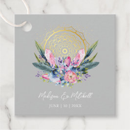 Etiquetas Para Recuerdos Boda Mandala Dorado Cristal Rosa Boho Handfasting