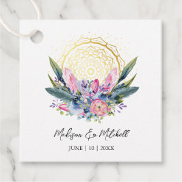 Etiquetas Para Recuerdos Boda Mandala Dorado Cristal Rosa Boho Handfasting