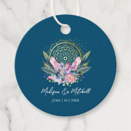Etiquetas Para Recuerdos Boda Mandala Dorado Cristal Rosa Boho Handfasting