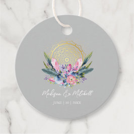 Etiquetas Para Recuerdos Boda Mandala Dorado Cristal Rosa Handfasting Boho