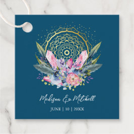 Etiquetas Para Recuerdos Boda Mandala Dorado Cristal Rosa Handfasting Boho