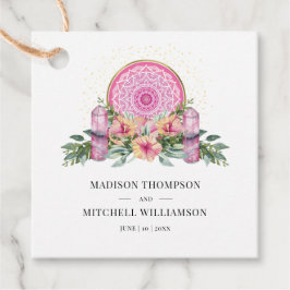 Etiquetas Para Recuerdos Boda metafísico de cristales de Mandala floral ros