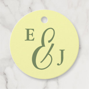 Etiquetas Para Recuerdos Boda Minimalista Amarillo Mantequilla y Salvia