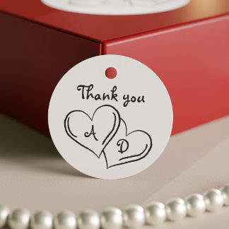 Etiquetas Para Recuerdos Boda Minimalista de Doodle de Gracias en Blanco y