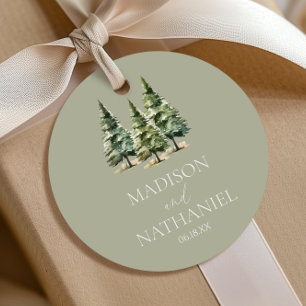 Etiquetas Para Recuerdos Boda Minimalista de Invierno con Bosque de Pinos N