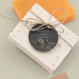 Etiquetas Para Recuerdos Boda Minimalista Floral Dorado de Lujo