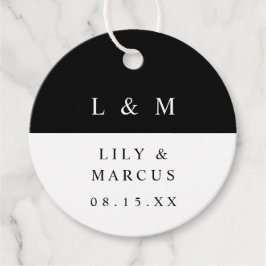 Etiquetas Para Recuerdos Boda Minimalista Monograma Blanco Y Negro