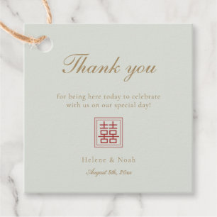 Etiquetas Para Recuerdos Boda Moderna China Sabiduría Oliva Doble Felicidad
