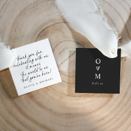 Etiquetas Para Recuerdos Boda moderna simple con letra manuscrita en blanco