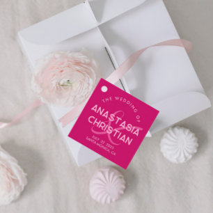 Etiquetas Para Recuerdos Boda Moderna y Audaz Magenta