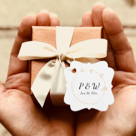 Etiquetas Para Recuerdos Boda Monograma de Guirnalda Sencilla de Champagne