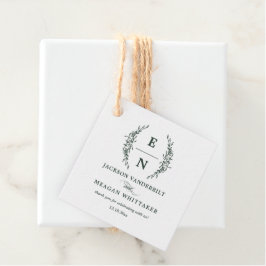 Etiquetas Para Recuerdos Boda Monograma de Iniciales Basadas en el Verde Fo