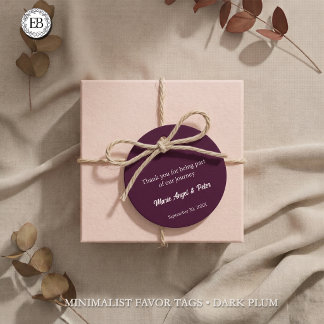 Etiquetas Para Recuerdos Boda Monograma Minimalista Ciruela Oscura