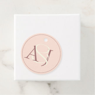 Etiquetas Para Recuerdos Boda Monograma Minimalista Rosa Melocotón y Malva