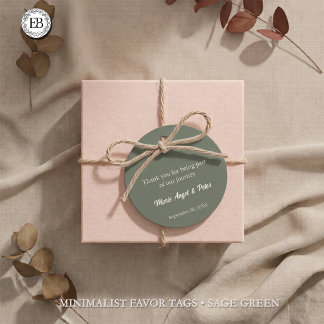 Etiquetas Para Recuerdos Boda Monograma Minimalista Terroso Verde Salvia