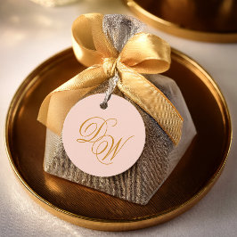 Etiquetas Para Recuerdos Boda Monograma Rubor Guión simple rosa elegante