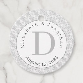 Etiquetas Para Recuerdos Boda Monogramado de White Lace