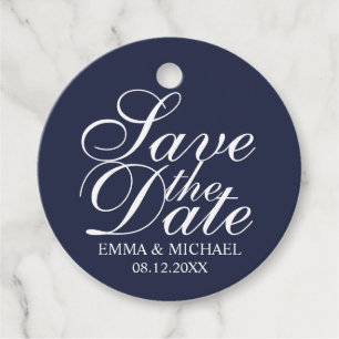 Etiquetas Para Recuerdos Boda Nautical Navy Blue Elegant Save the Date