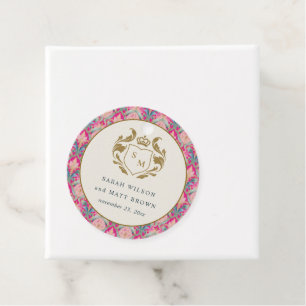 Etiquetas Para Recuerdos Boda Ornate Hot Pink Gold Classy Floral Laurel