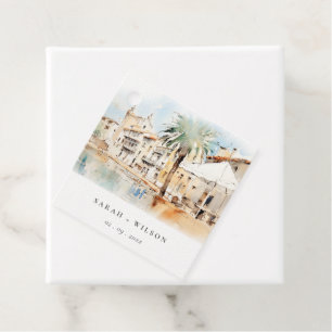 Etiquetas Para Recuerdos Boda Paisaje Acuarela Mallorca España
