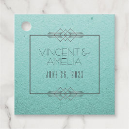 Etiquetas Para Recuerdos Boda personalizada azul Art Deco minimalista