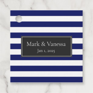 Etiquetas Para Recuerdos Boda personalizada con raya de marinero azul