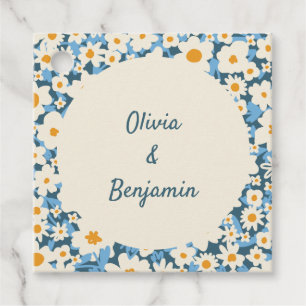 Etiquetas Para Recuerdos Boda personalizada floral azul boho colorido blanc