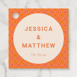 Etiquetas Para Recuerdos Boda personalizada geométrica naranja moderna de m