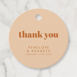 Etiquetas Para Recuerdos Boda Retro 70 Design Brown Personalizado Gracias