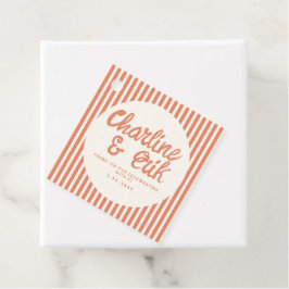 Etiquetas Para Recuerdos Boda retro de escritura a mano de rayas rojas Grac