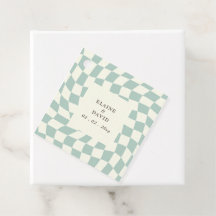 Boda Retro Groovy Green Checkerboard