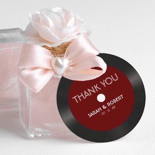 Etiquetas Para Recuerdos Boda Retro Red Vinyl Record Gracias