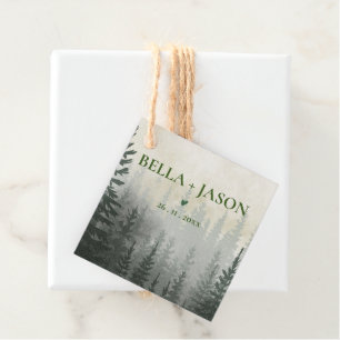 Etiquetas Para Recuerdos Boda Romántico de Árboles Forestales Mistosos