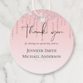 Etiquetas Para Recuerdos Boda Rosa Brillante con Brillo Presupuesto Pretty 