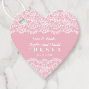 Etiquetas Para Recuerdos Boda rosa de encaje vintage con encanto