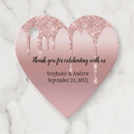 Etiquetas Para Recuerdos Boda Rosa de Purpurina de goteo de oro personaliza