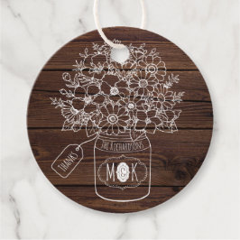 Etiquetas Para Recuerdos Boda ruso Mason Jar Wildflowers Bouquet Wood