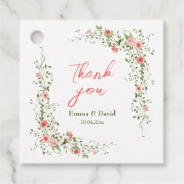 Etiquetas Para Recuerdos Boda Rústico de rosas rosadas botánicas