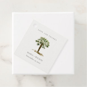 Etiquetas Para Recuerdos Boda Rústico Tropical Beach Palm Tree Gracias