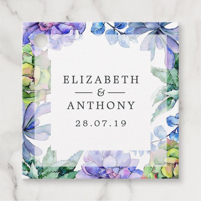 Etiquetas Para Recuerdos Boda Succulent (Anverso)