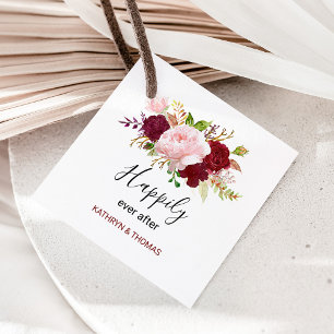 Etiquetas Para Recuerdos Boda Tropical Rojo y Romántico
