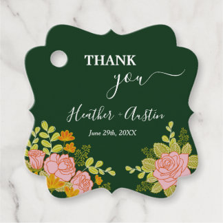 Etiquetas Para Recuerdos Boda Verde Oscuro Floral Botánico
