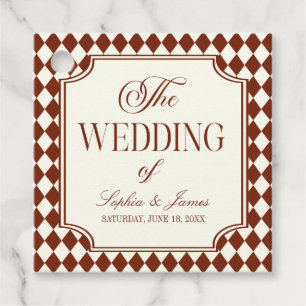 Etiquetas Para Recuerdos Boda Vintage Burgundy de Dinero Antiguo de Lujo