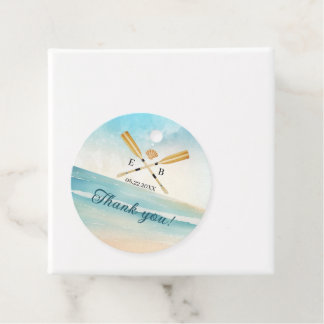 Etiquetas Para Recuerdos Boda Watercolor Beach Oars