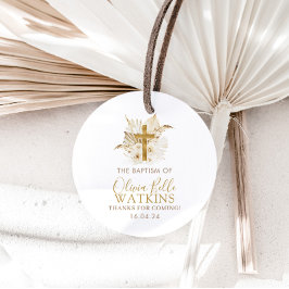 Etiquetas Para Recuerdos Boho Baptismo floral de palmas secas neutra