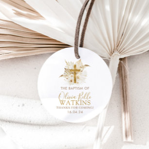 Etiquetas Para Recuerdos Boho Baptismo floral de palmas secas neutra