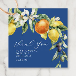 Etiquetas Para Recuerdos Boho Citrus Blue Bridal Shower