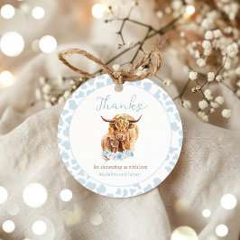 Etiquetas Para Recuerdos Boho Cow Blue Pampas Niño Grass Favorece Baby Show